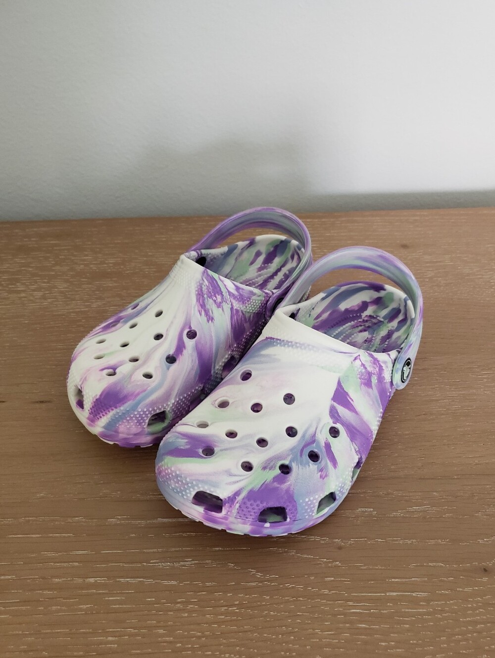CROCS Kids Water Clog in Purple and White Tie-Dye